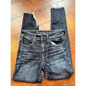 American Eagle Next Level Stretch Hi Rise Jegging Crop Distressed Size 2